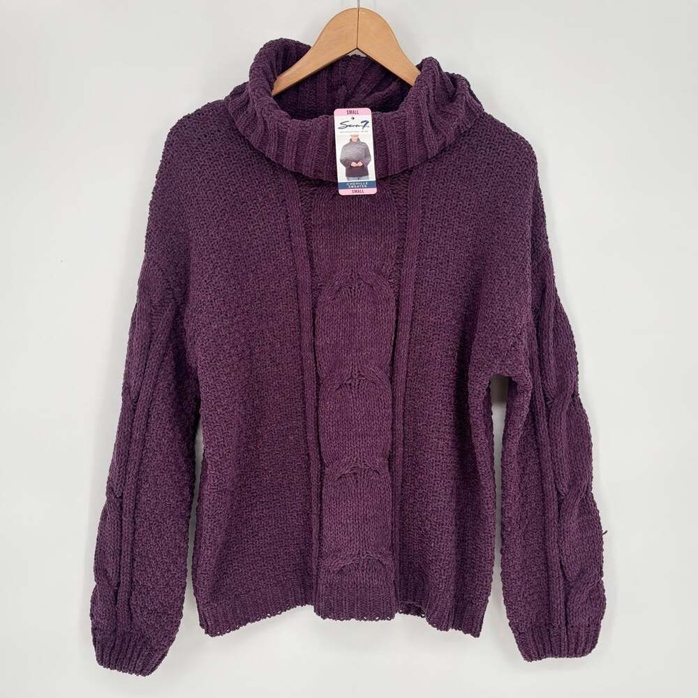 Seven7 Purple NWT Chenille Turtleneck Sweater S